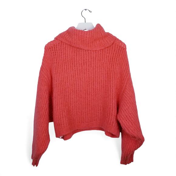 PILCRO Anthropologie Zamora Cowl Neck Alpaca Sweater in Coral #OB1194125 Small - Picture 9 of 15